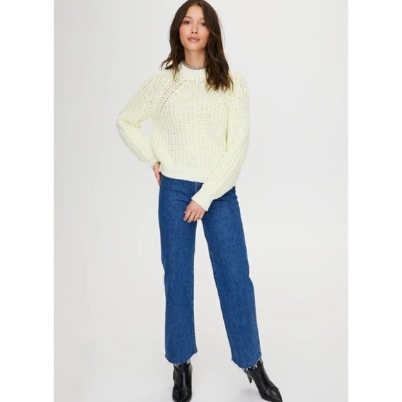 Aritzia WILFRED Confetti Beige Chunky Knit Cropped Raglan Sweater, Size L - Picture 12 of 16